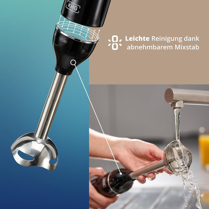 KHG Stabmixer STM-250S Edelstahl-Mixstab & Turbo-Funktion, 250 W Leistung - Handmixer mit 2 Tasten B