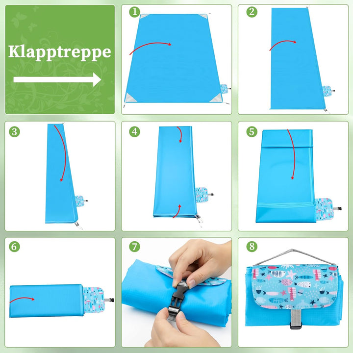 Picknickdecke Outdoor 200 x 150 cm, Faltbar Picnic Blanket Waterproof Leicht und Tragbar Stranddecke