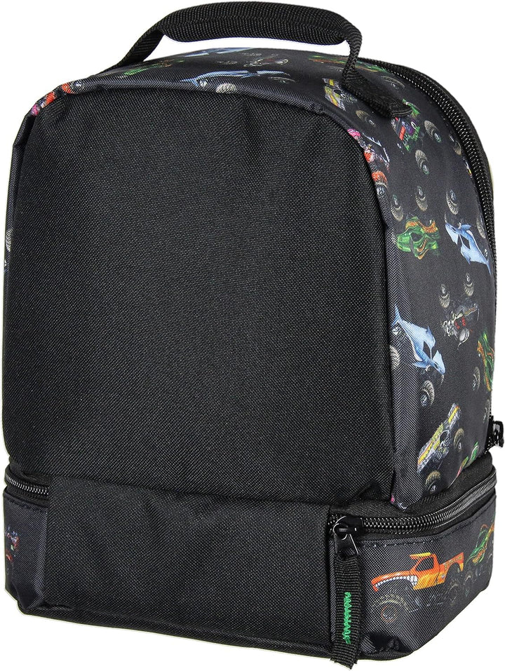 Monster Jam Grave Digger Megalodon Pirate's Curse Dual Compartment Lunch Box Bag