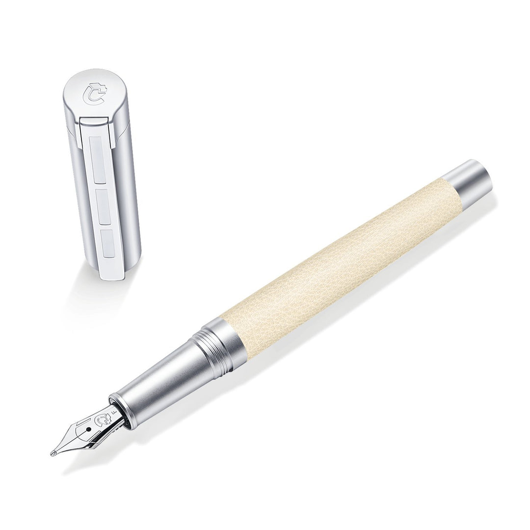 STAEDTLER Initium Corium Füllhalter, beiges Leder, EF, Made in Germany, mit edler Geschenkverpackung