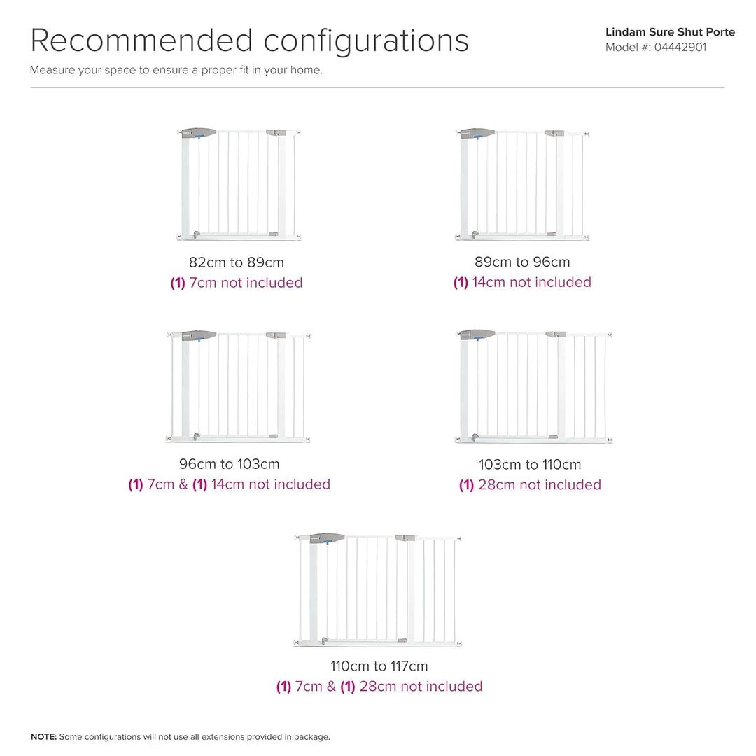 Lindam by Munchkin Sure Shut Porte-Sicherheitsgitter mit Druckbefestigung, weiss, 76 - 82