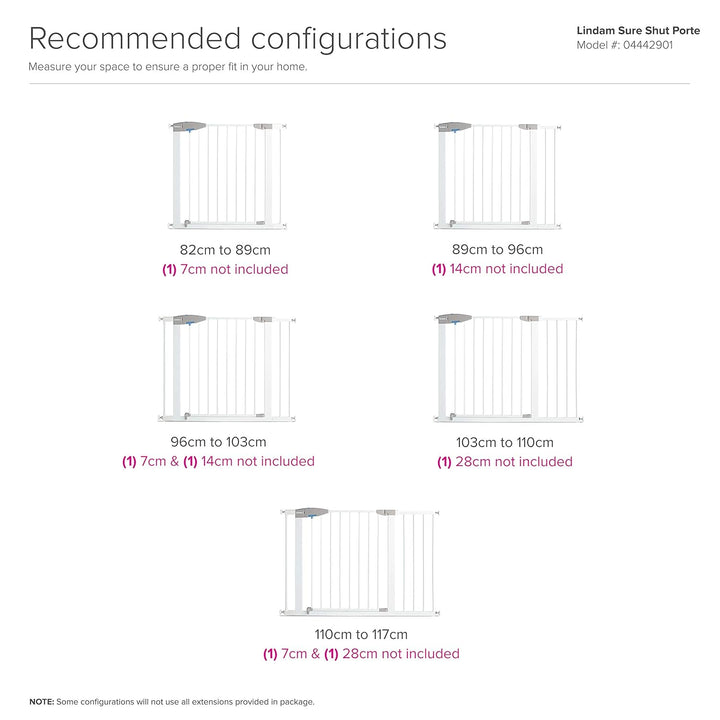 Lindam by Munchkin Sure Shut Porte-Sicherheitsgitter mit Druckbefestigung, weiss, 76 - 82