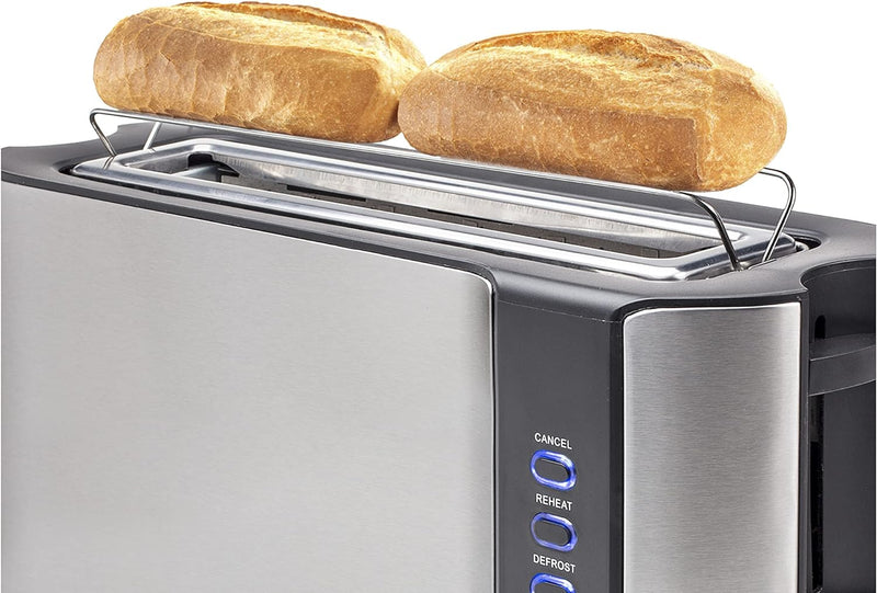 Princess Langschlitztoaster mit eingebautem Broetchenaufsatz Edelstahl, Schwarz Langschlitz-Toaster,