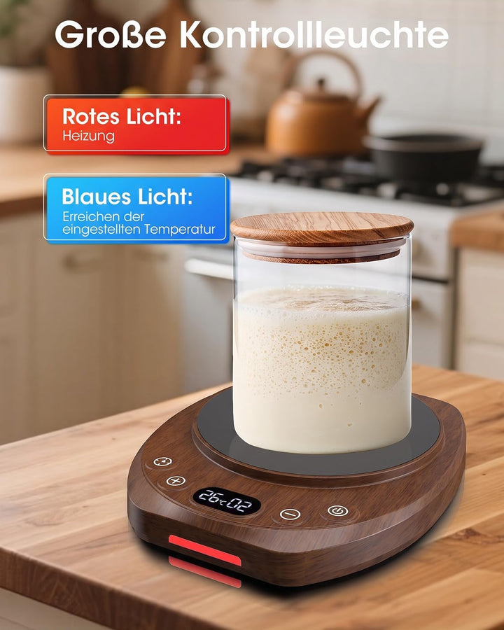 MQUPIN Sauerteig Starter Warmer,21-49°C mit 1°C Regelung &amp; 24h Timer(Braun), Braun
