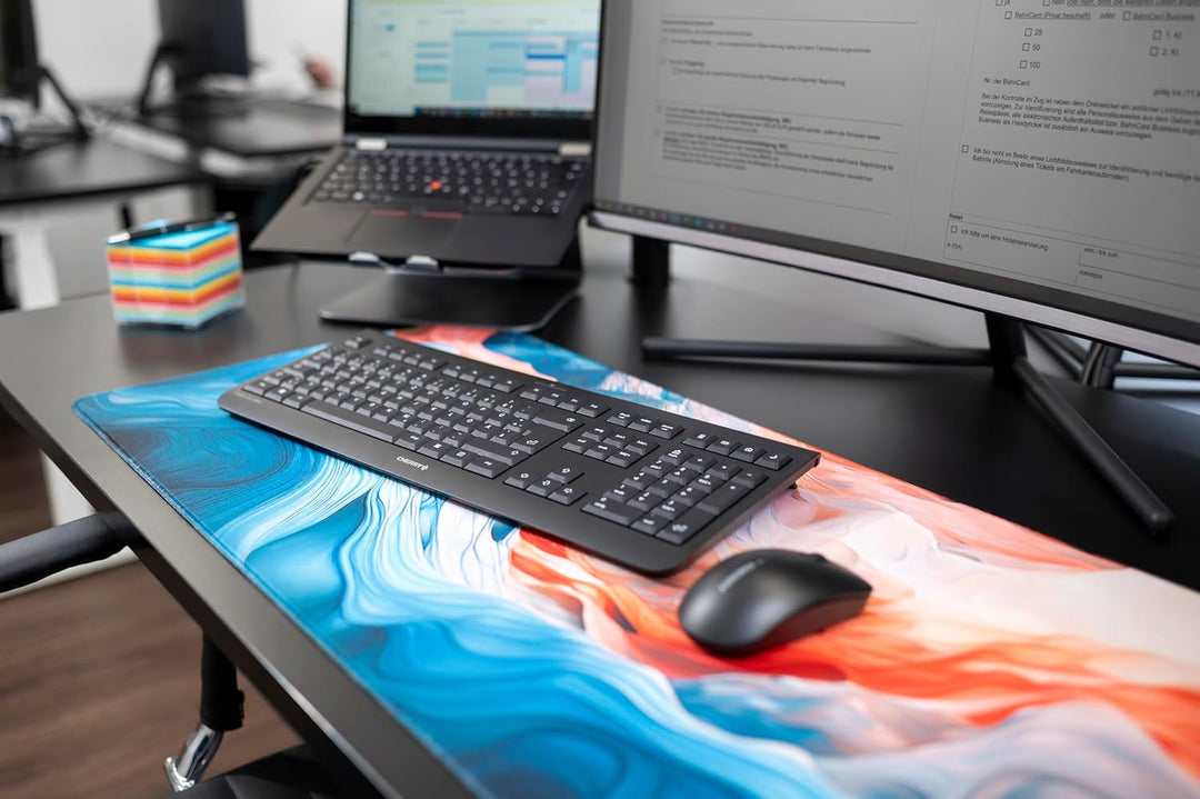 CHERRY DW 3000, Kabelloses Tastatur-Maus-Set, Belgisches Layout (AZERTY), 2,4 GHz Funk, Flaches Desi