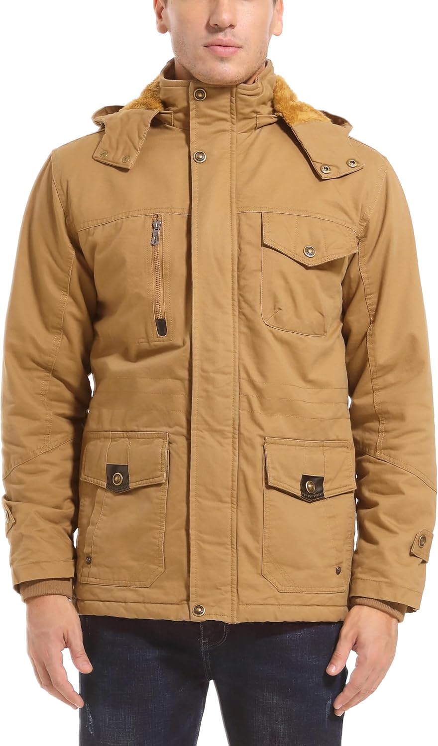 MAGCOMSEN Winterjacke Herren Warm Gefüttert Jacke Fleece Winterparka Winddicht Outdoor Übergangsjack