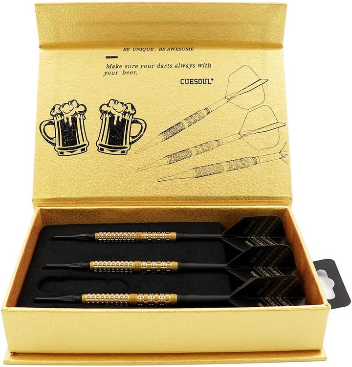 CUESOUL Soft Tip 90% Tungsten Dart Set mit Ölfarbe Finish und ROST Flights 21g fassbier, 21g fassbie