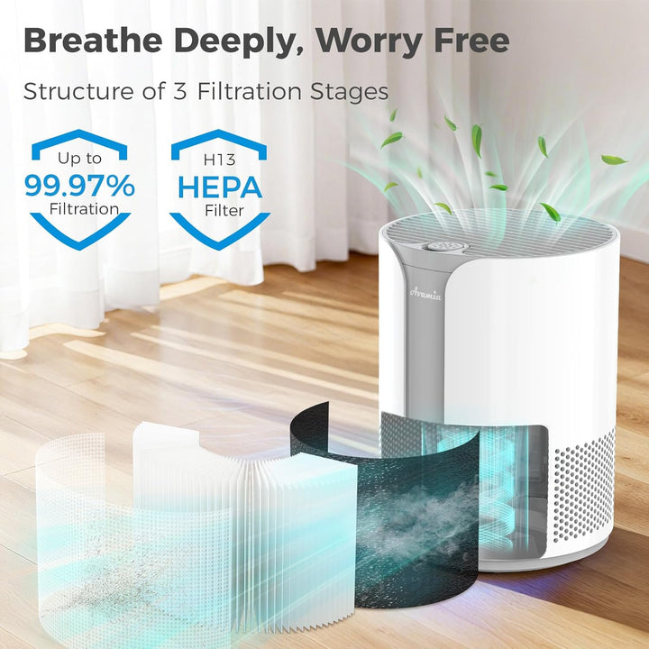 Avamia Luftreiniger mit H13 HEPA-Filter Aromatherapie-Diffusor, 3 Geschwindigkeitsstufen, Leise 22dB