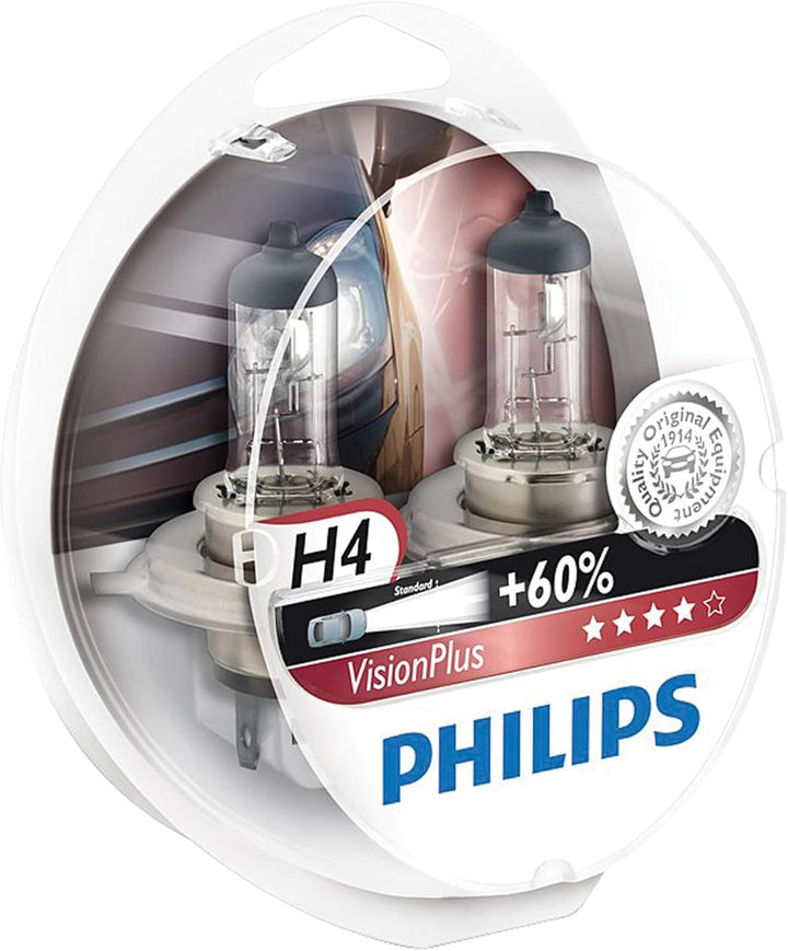 Philips 12342VPS2 VisionPlus +60% H4 Scheinwerferlampe 12342VPS2, 2er Set Twin box H4 Single, Twin b
