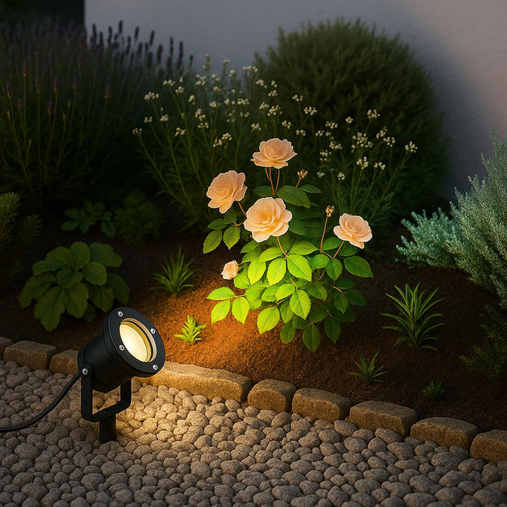 SSC-LUXon 2 Stück LED Gartenstrahler Erdspiess für aussen - mit 3W GU10 LED Lichtfarbe warmweiss - s