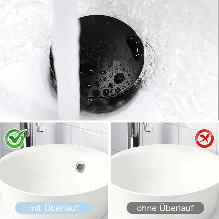 Wasserhahn Bad Schwarz, Waschtischarmatur mit Pop Up Ablaufgarnitur, Mischbatterie Einhebelmischer W