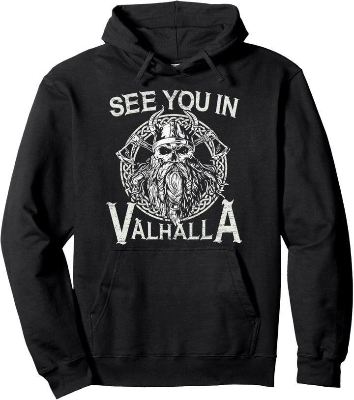 Wir sehen dich in Valhalla Vikings Pullover Hoodie