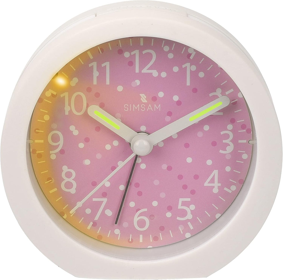 SIMSAM Wecker Kinder Mädchen, Kinderwecker Mädchen Ohne Ticken, Kinder Wecker für Mädchen, Analog We