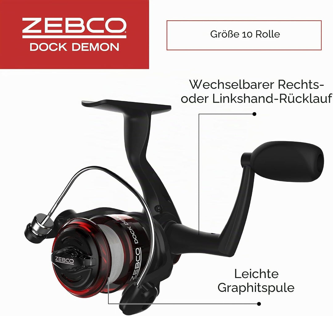 Zebco Dock Demon Spinnrolle oder Spinnrolle und Angelrutenkombination, 76,2 cm, langlebige Fiberglas