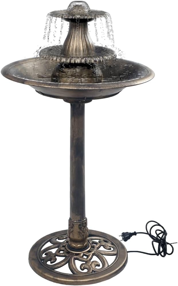 vidaXL Vogelbad mit Springbrunnen Vogeltränke Wasserschale Vogel Tränke Bad Gartenbrunnen Gartendeko