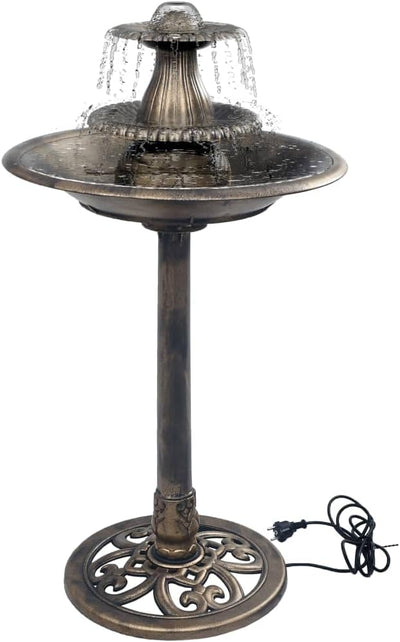 vidaXL Vogelbad mit Springbrunnen Vogeltränke Wasserschale Vogel Tränke Bad Gartenbrunnen Gartendeko