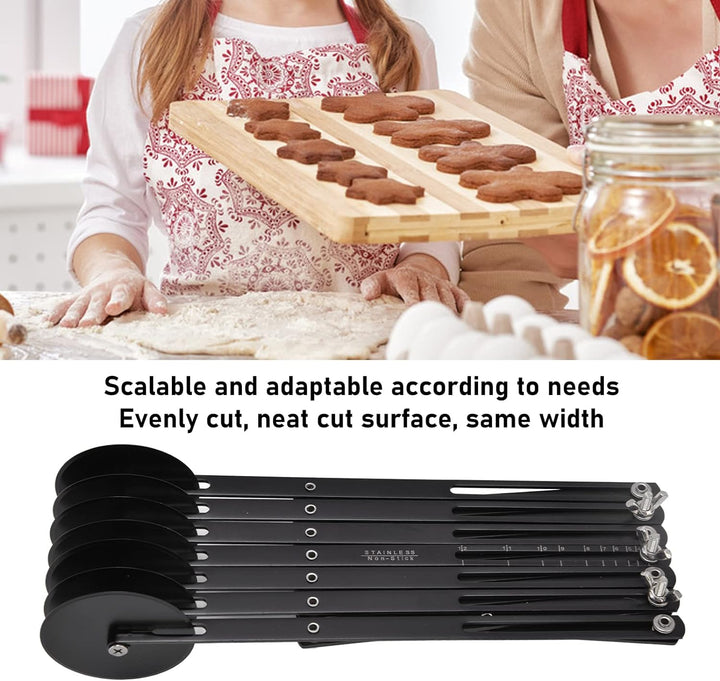Natudeco Gebäckschneider, Teigmesser, Edelstahl, Pizzaschneider, erweiterbarer Pizzarollenschneider,
