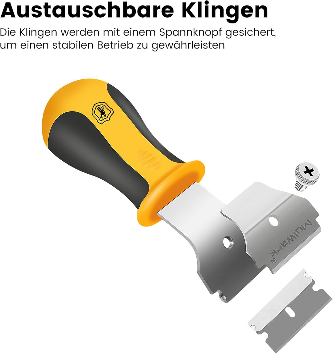 MulWark Profi-Schaber-Set mit 2 Teleskop-Griffen & 12 Klingen | Heavy-Duty Glas- und Farbschaber für