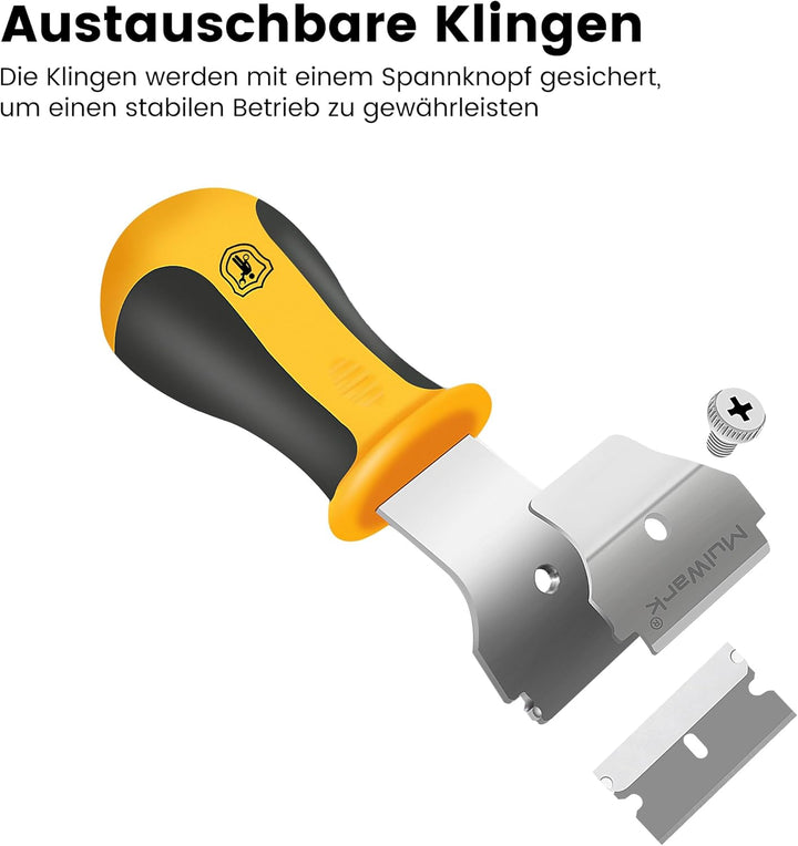 MulWark Profi-Schaber-Set mit 2 Teleskop-Griffen & 12 Klingen | Heavy-Duty Glas- und Farbschaber für
