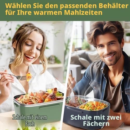 Elektrische Lunchbox 100W, 3-in-1 tragbare beheizte Lunchbox, Herausnehmbare Edelstahl-Brotdose, 12V