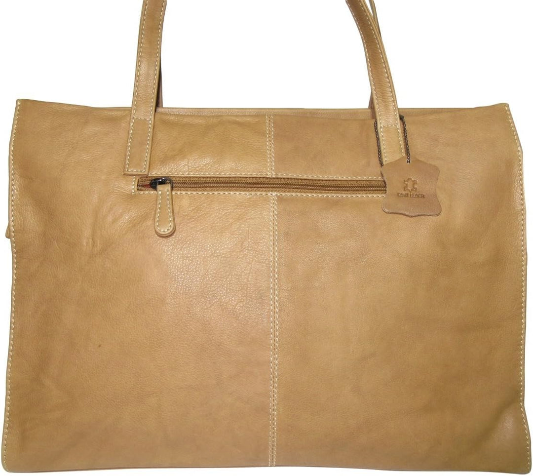 Josephine Osthoff Damen Handtasche Legat, Shopper aus 100% Echleder, handgemacht mit Laptopfach bis