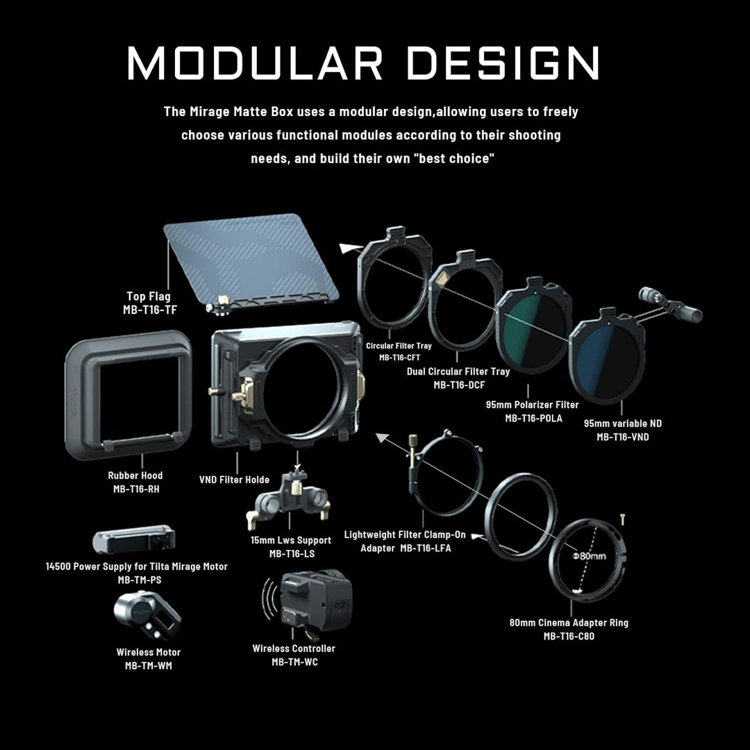 Tilta Mirage Matte Box Mirage VND Kit Mattbox mit Filterrahmen für DSLR/Spiegellose Kameras 95mm Var