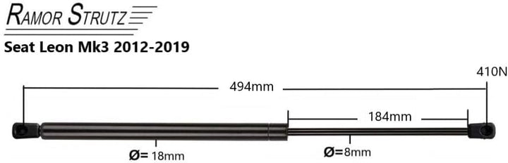 2x Gasfeder Dämpfer Heckklappe Kompatibel mit Seat Leon Fliessheck mk3 2012-2019. Gasdruckfeder Heck