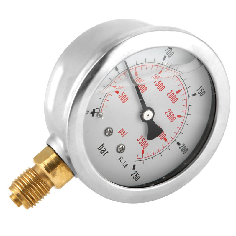 Manometer 0-250Bar 0-3750PSI G1/4 63mm Zifferblatt Hydraulische Wasserdruckanzeige Meter