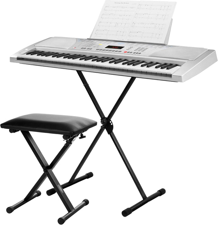 Funkey 61 Keyboard inkl. höhenverstellbarem Ständer, Sitzbank und Keyboard Basics Lehrbuch (61 Taste