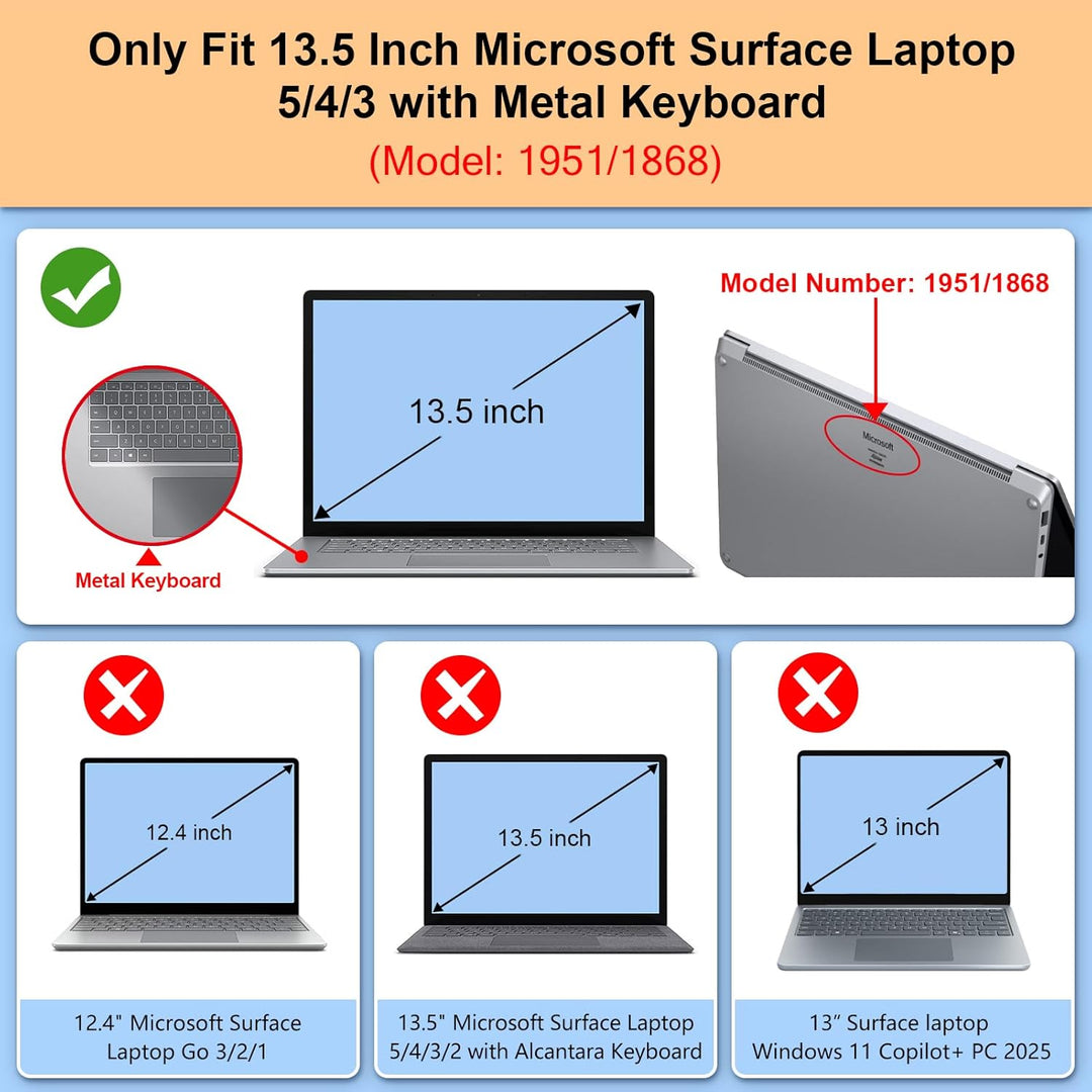 Fintie Hülle Kompatibel mit 13,5 Zoll Microsoft Surface Laptop 5/4/3 mit Metall-Tastatur 2022-2019 (