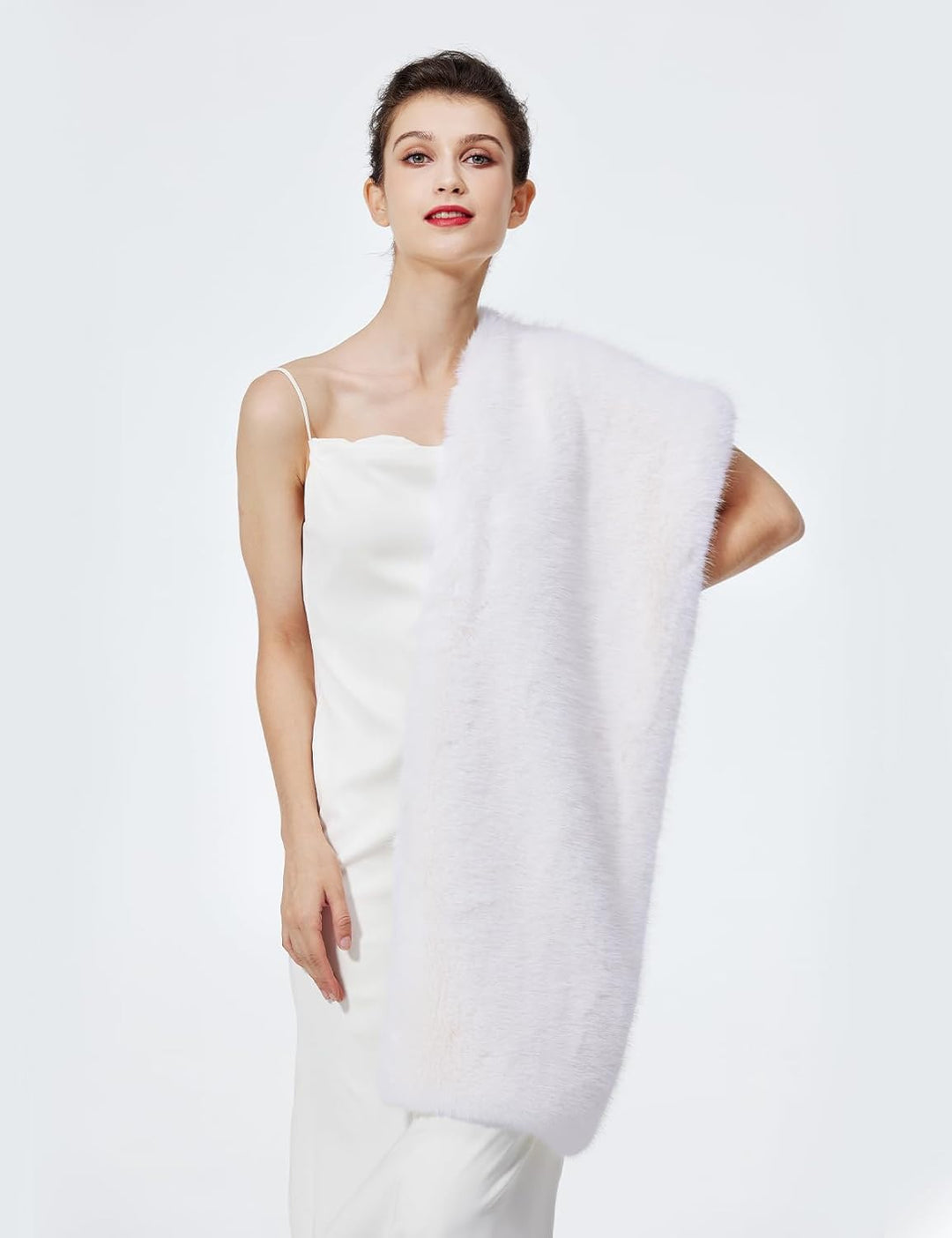 BEAUTELICATE Damen Kunstpelz Stola Schal Warp Brautjacke Kunstfell Brautschal Brautstola für Braut A