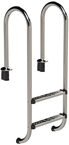 IDEAL Edelstahl Tiefbeckenleiter 2-stufig Enge Ausladung 180mm Ausführung ECO V2A by well2wellness®