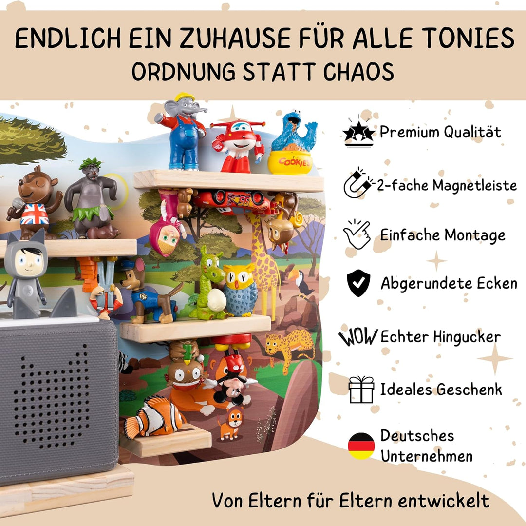 bunnyboo Toniebox Regal - für Toniebox und Figuren - ausreichend Platz für bis zu 32 Tonie Hörfigure