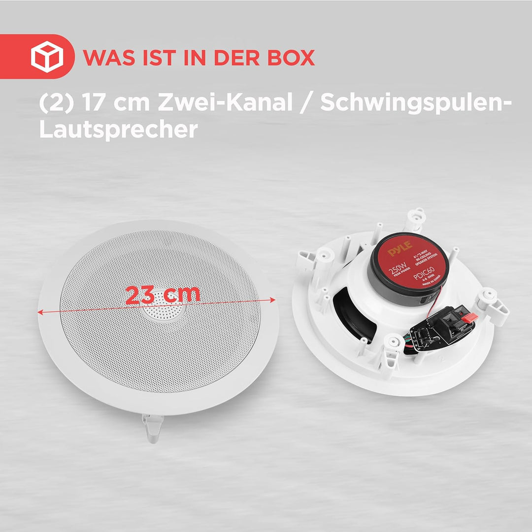 Pyle PDIC60 Lautsprecher, 2.0 Kanäle, Verkabelt, Terminal, Weiss, 125 W, 65 - 22000 Hz