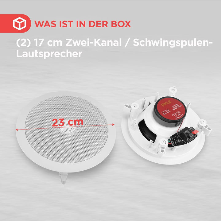 Pyle PDIC60 Lautsprecher, 2.0 Kanäle, Verkabelt, Terminal, Weiss, 125 W, 65 - 22000 Hz