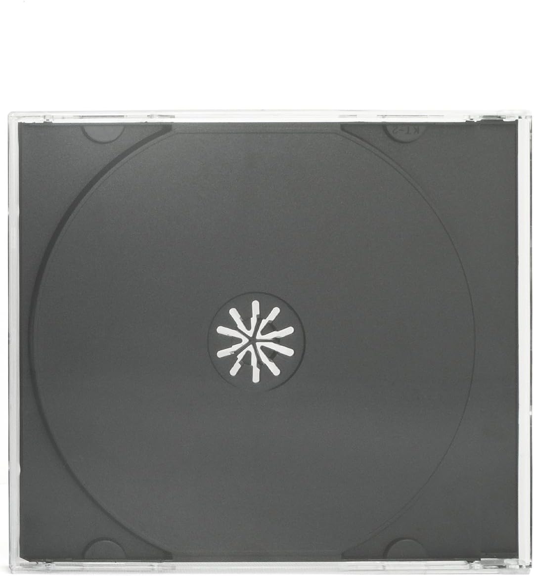 ENERGMiX CD Jewelcase/CD Hüllen/CD Leer Hüllen für 1 CD/DVD, transparent, Tray schwarz (10mm) 100 St