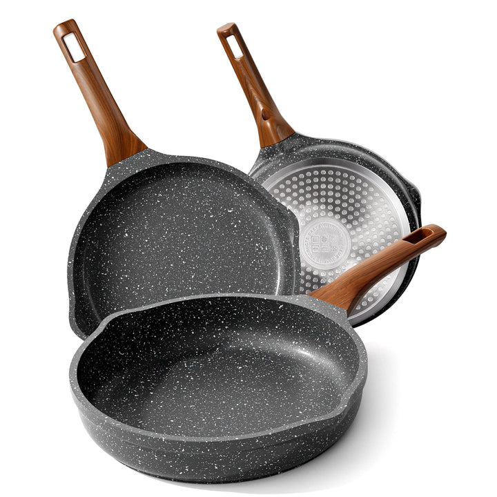 RIOVARM Induktion Bratpfannen Set Antihaft Pfannenset 20 cm 24 cm 28 cm Granit Omelett Pfanne ohne P