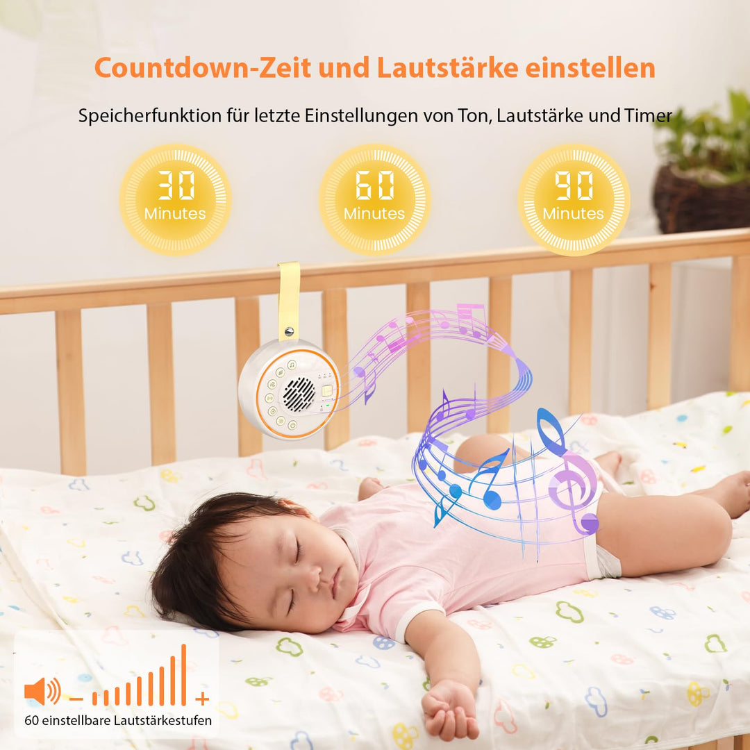 Lemnoi White Noise Machine Tragbare Einschlafhilfe Babys Geräuschmaschine Weisses Rauschen mit 22 Be