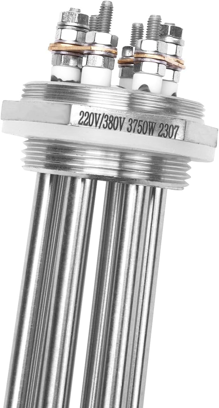DERNORD Heizstab 220V 3750W 1-1/2 Zoll Heizelement 3U Typ Warmwasserbereiter BSP Edelstahl Flansch,