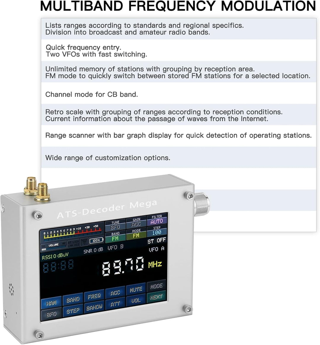 ATS-Decoder Mega SDR Radio AM FM SYNC SSB CW DIGI Empfänger Verbessert Version von ATS25 max-Decoder