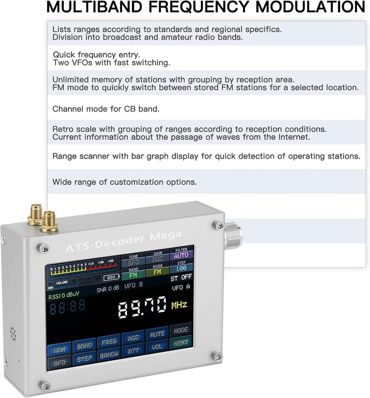 ATS-Decoder Mega SDR Radio AM FM SYNC SSB CW DIGI Empfänger Verbessert Version von ATS25 max-Decoder
