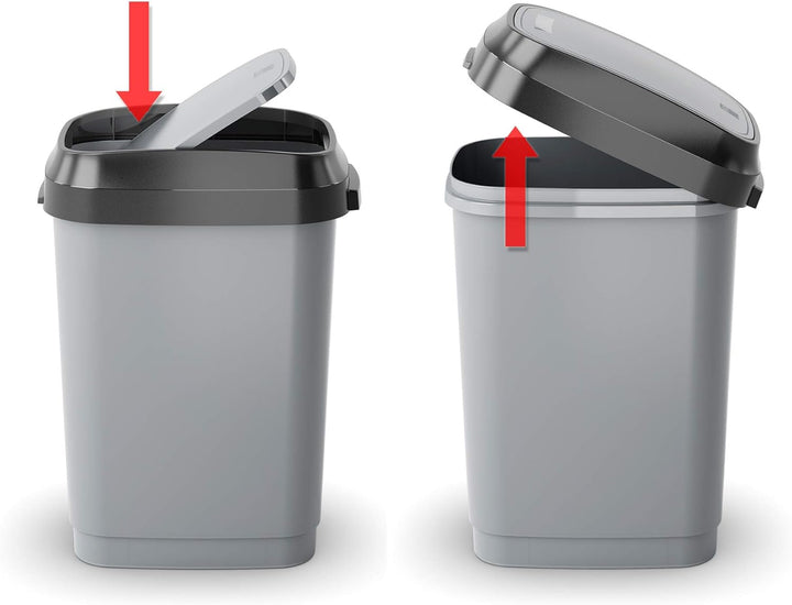 Curver Abfallbehälter, Kunststoff, schwarz/grau, 25 Liter Schwarz/Grau 25 Liter, Schwarz/Grau 25 Lit