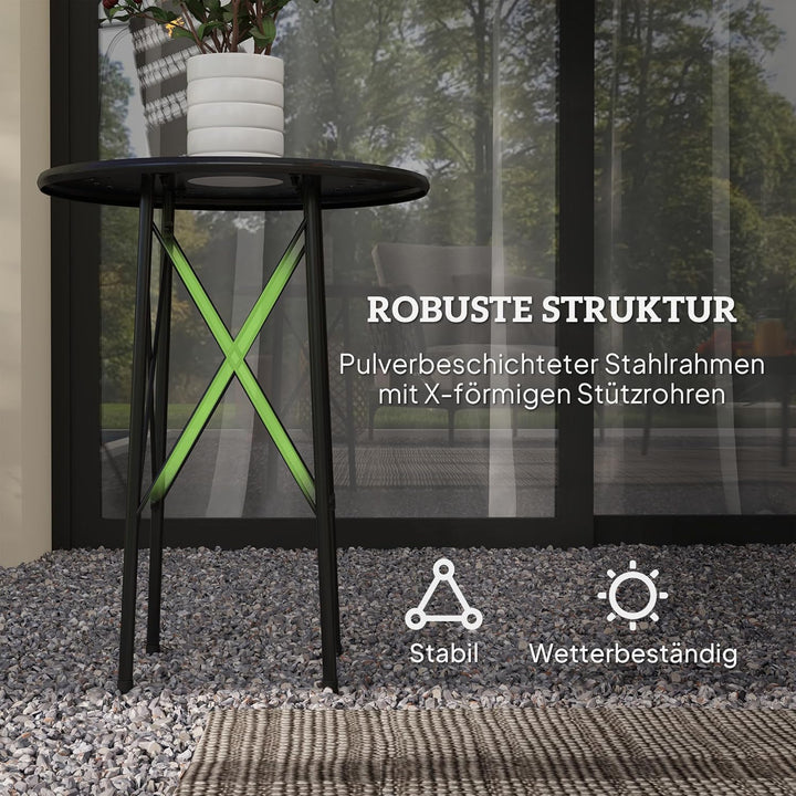 Outsunny Gartentisch Ø40 x 50cm, Wetterfest Balkontisch aus Stahl, Beistelltisch mit Blumendesign Sc