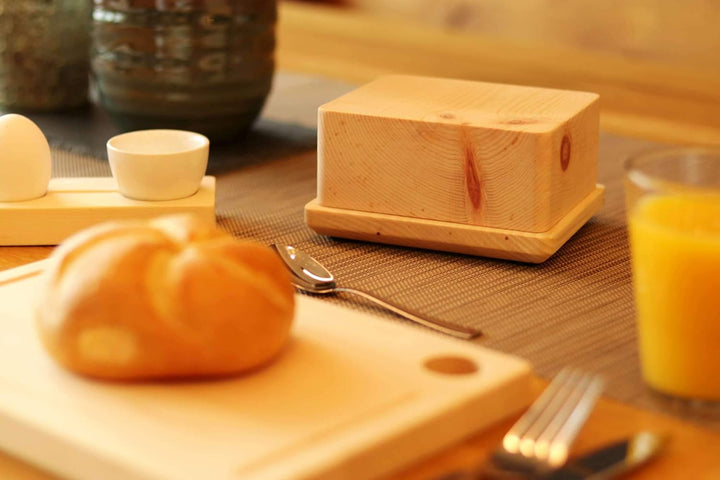Dekobox Butterdose aus Zirbenholz inkl. Schieferplatte - Made in