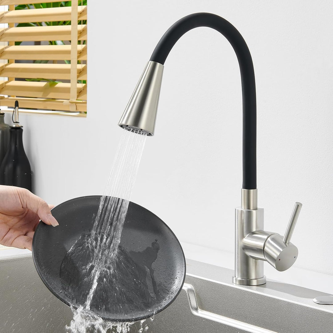 Wasserhahn Küche Flexibler, Küchenarmatur mit Flexibler Auslauf 4 Modus, Hochdruck Mischbatterie Spü