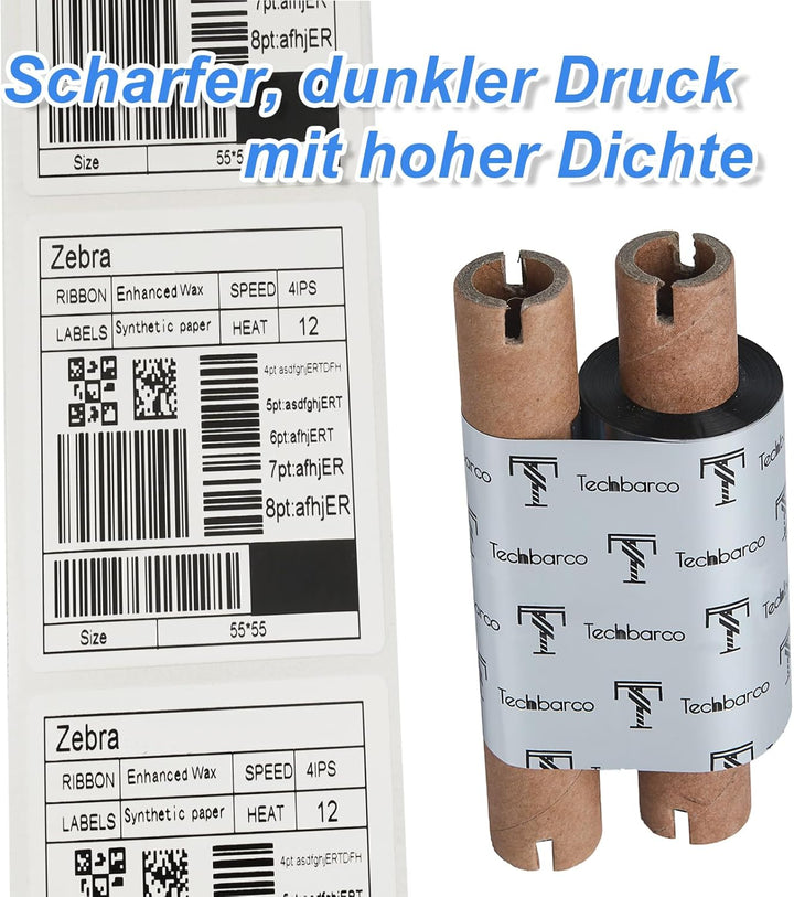 Thermotransfer-Bänder für Desktop-Drucker, hochwertiges verbessertes Wachs, 1,3 cm Kern, mit leerer