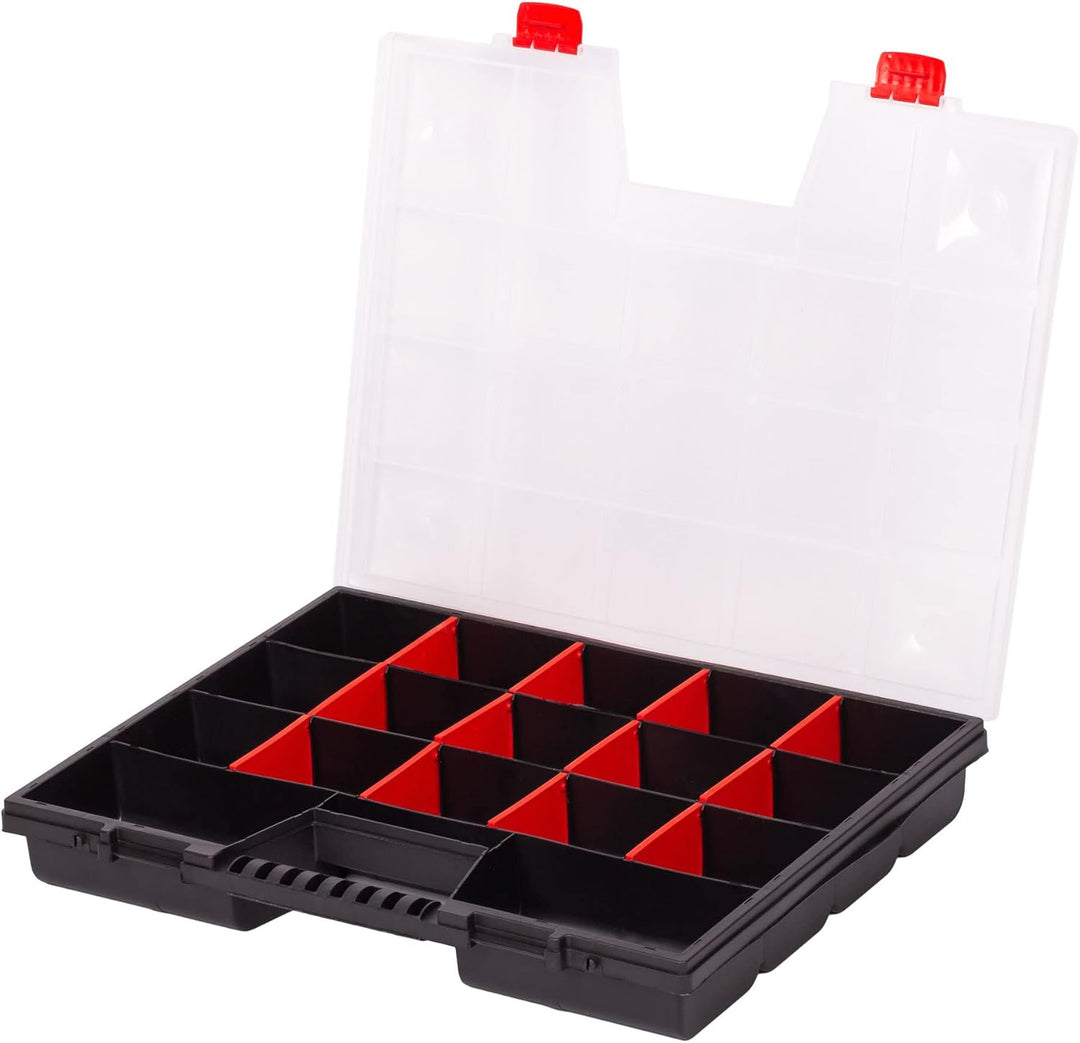 Mivos Sortimentskasten 20” mit Transparent Deckel - Aufbewahrungsbox 490 x 390 x 65 mm - Sortierkast