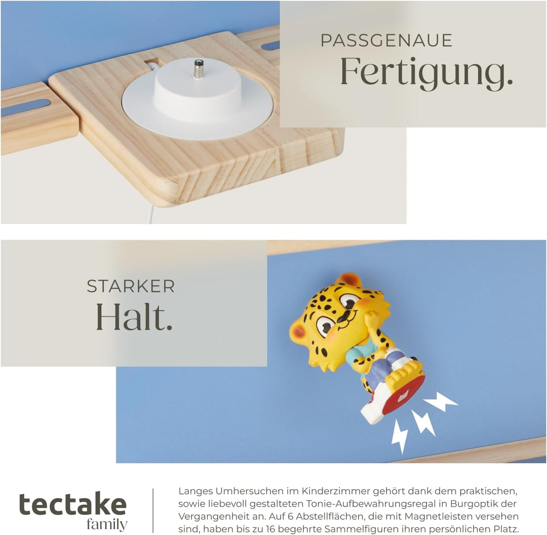 tectake® Holz Regal mit Magnetstreifen für Wand Montage, Tonieregal, Wandregal für&