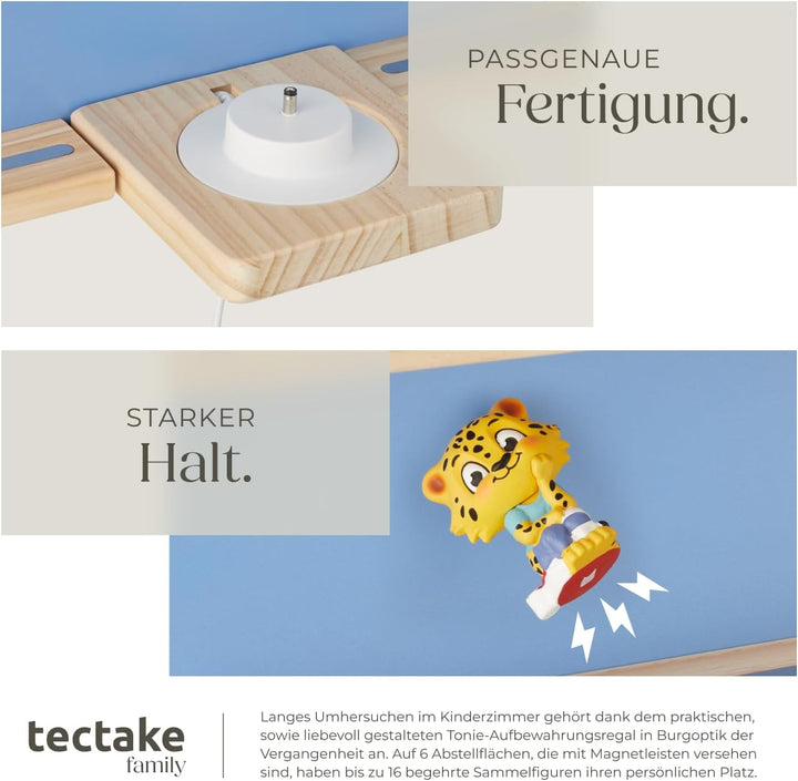 tectake® Holz Regal mit Magnetstreifen für Wand Montage, Tonieregal, Wandregal für&