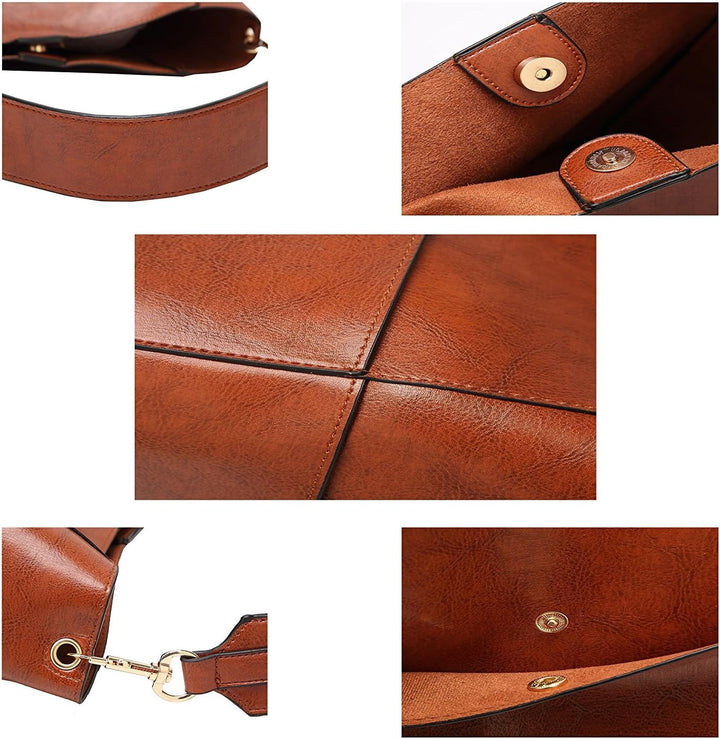 Molodo Damen-Handtasche, PU-Leder, Eimer, Geldbörse und Handtaschen, mittelgrosse Umhängetasche, Hob
